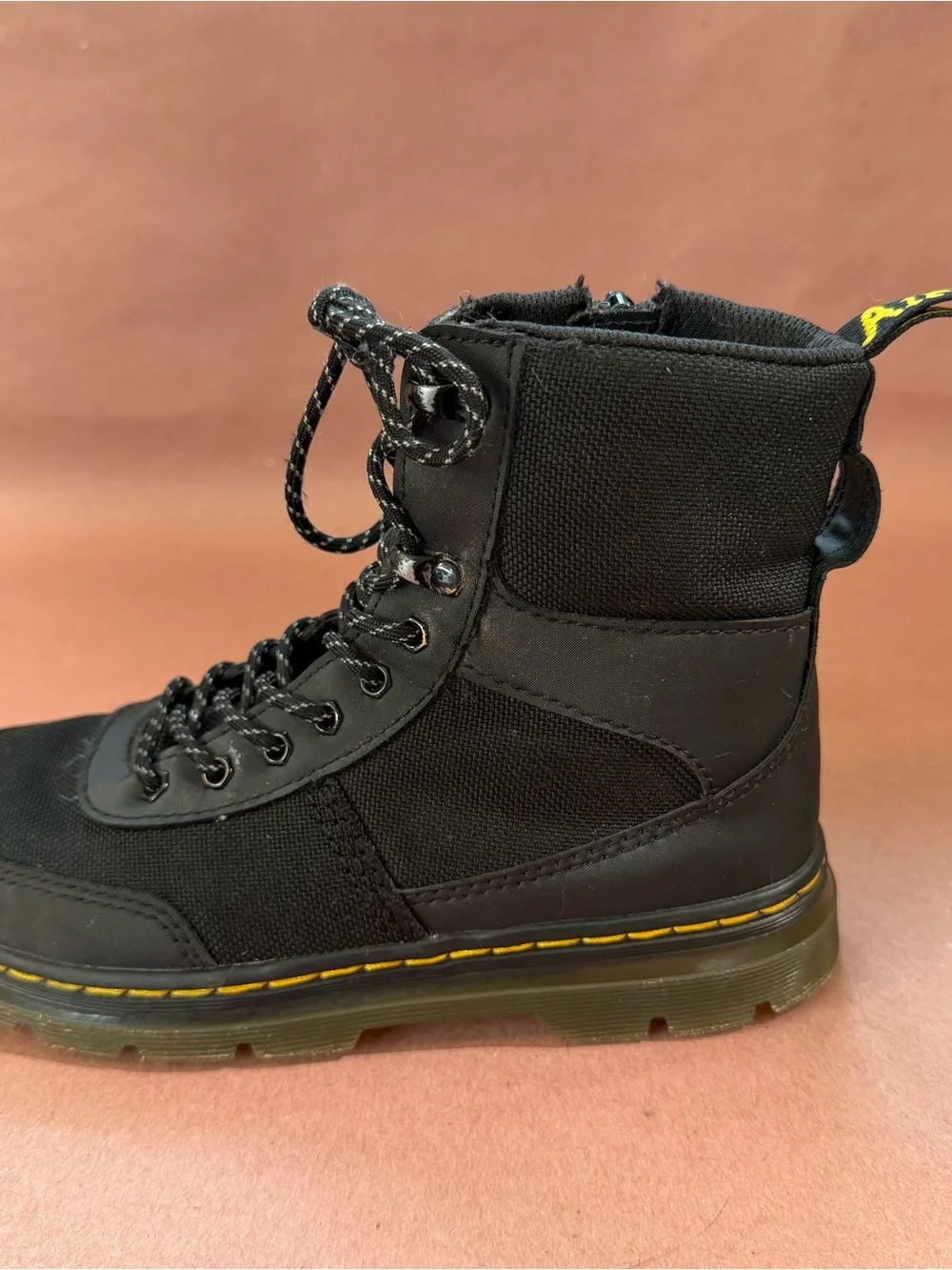 Dr. Martens Combs Tech Black Nylon Boots Kids Size 1